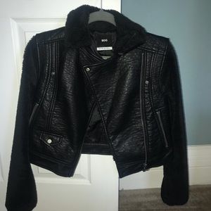 Detailed Black Moto Leather Jacket